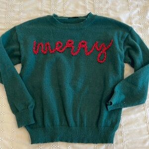 Green and red MERRY holiday Christmas sweater - size small